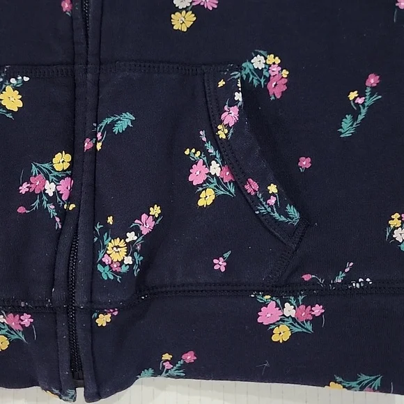 Gap floral full zip fleece lined hoodie Girls size 8 - Picture 4 of 7